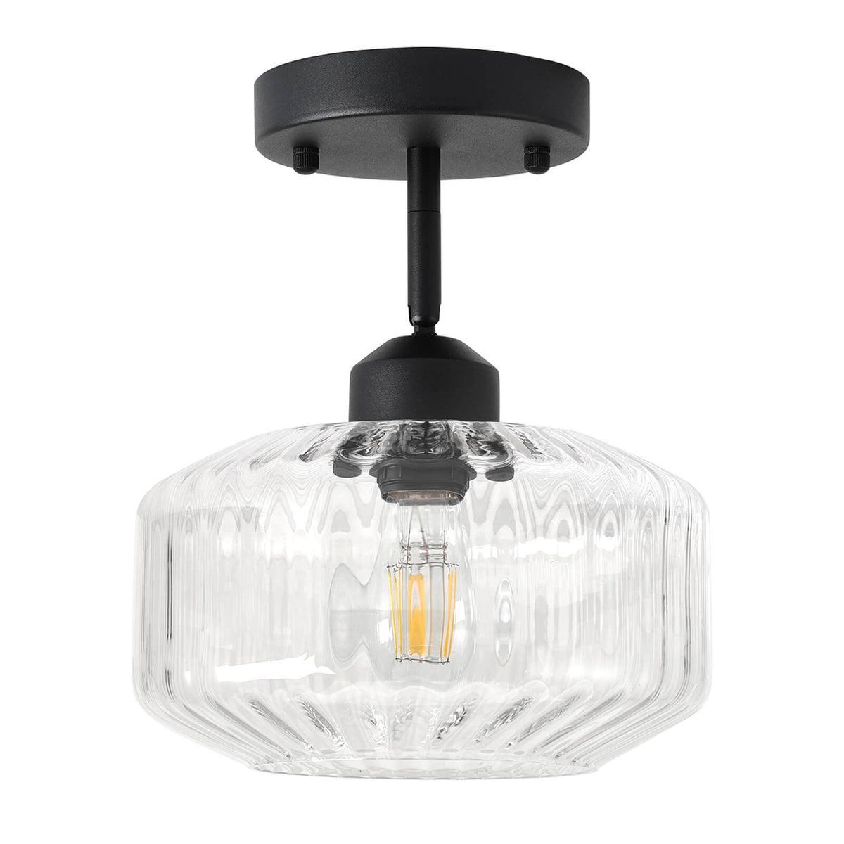 Ribbed Clear Glass Flush Mount