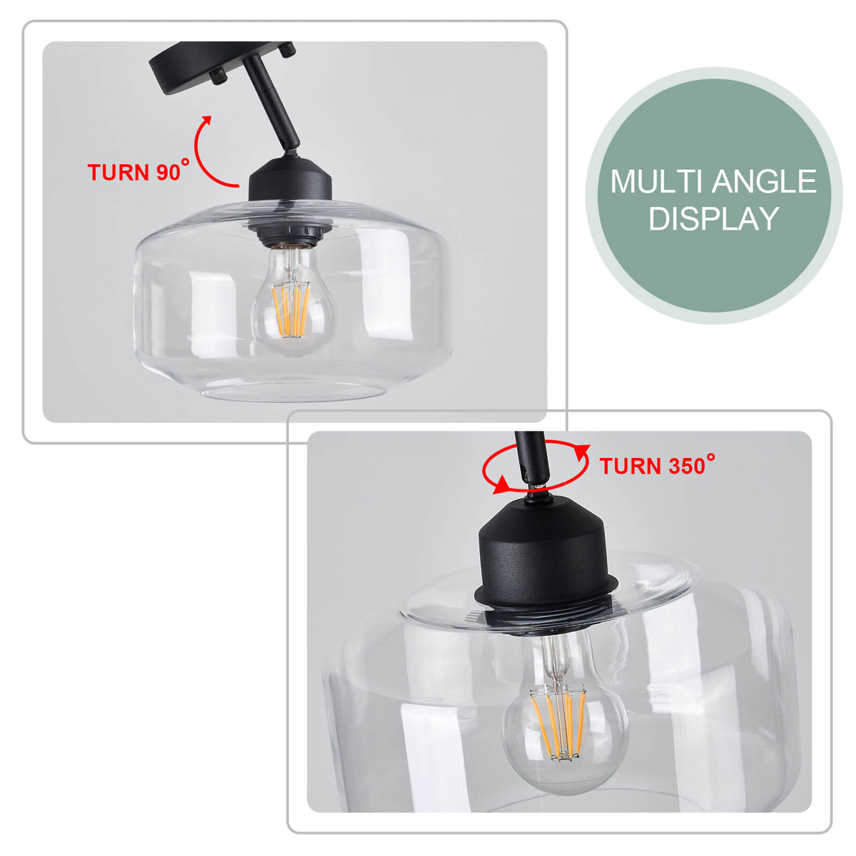 Matte Black Semi Flush Mount Light