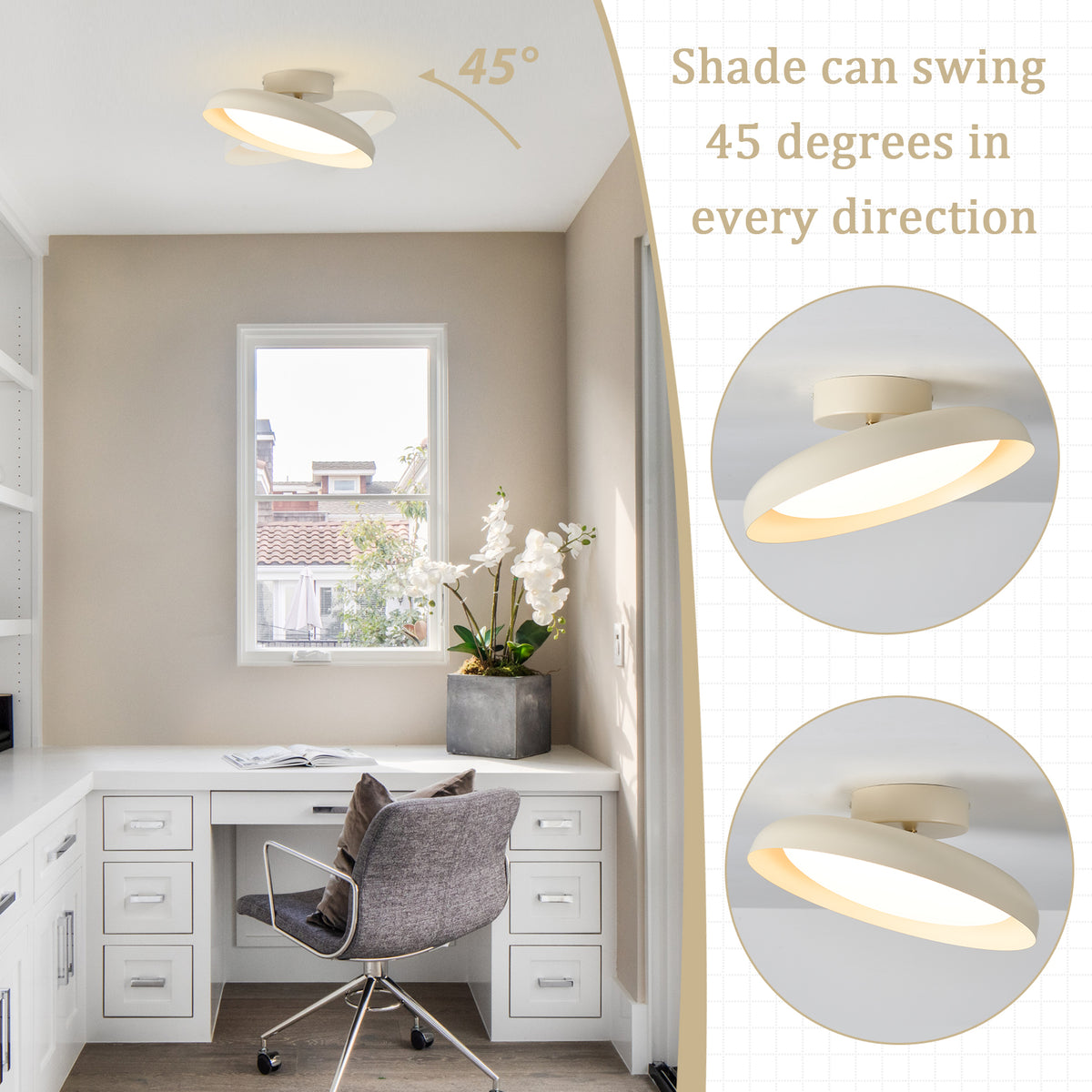 BISAMIYA  LED Cream Ceiling Light