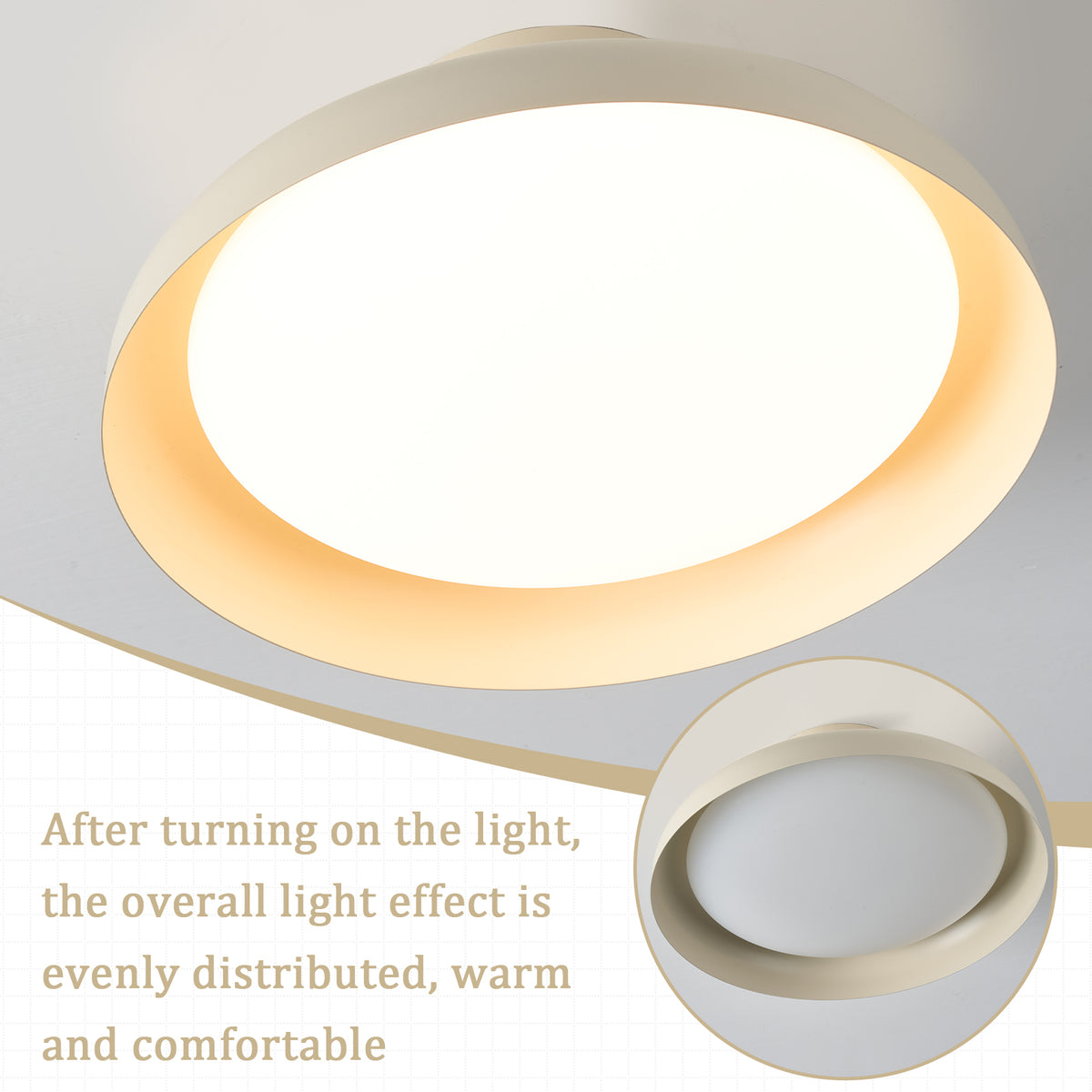 BISAMIYA  LED Cream Ceiling Light