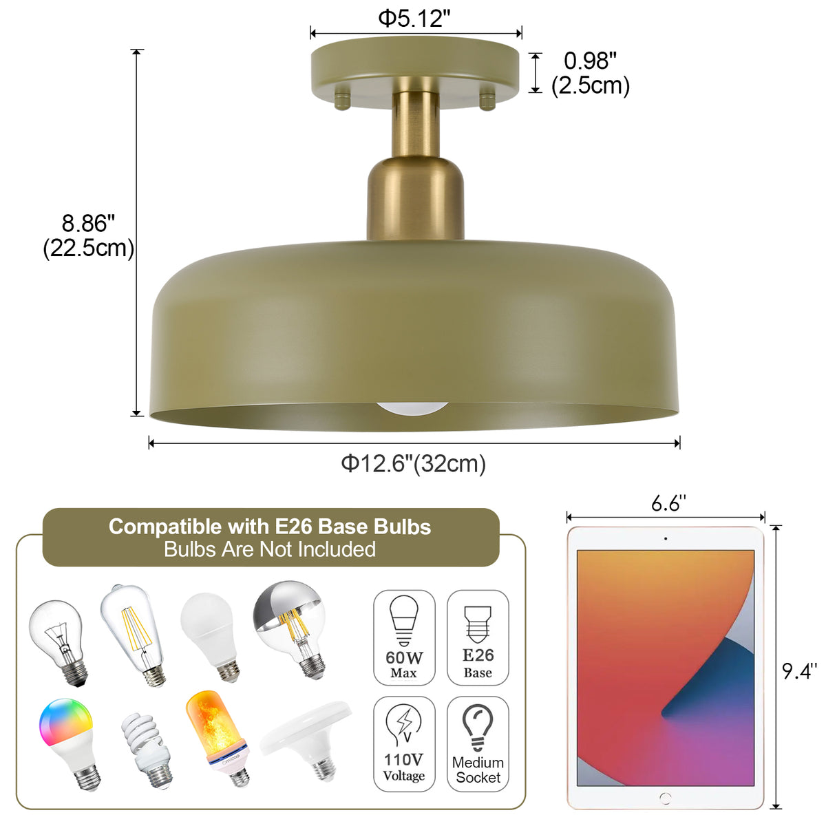 BISAMIYA  Green Ceiling Light