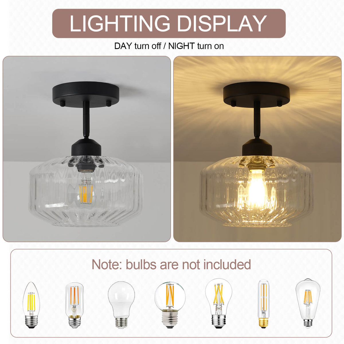 Ribbed Clear Glass Flush Mount