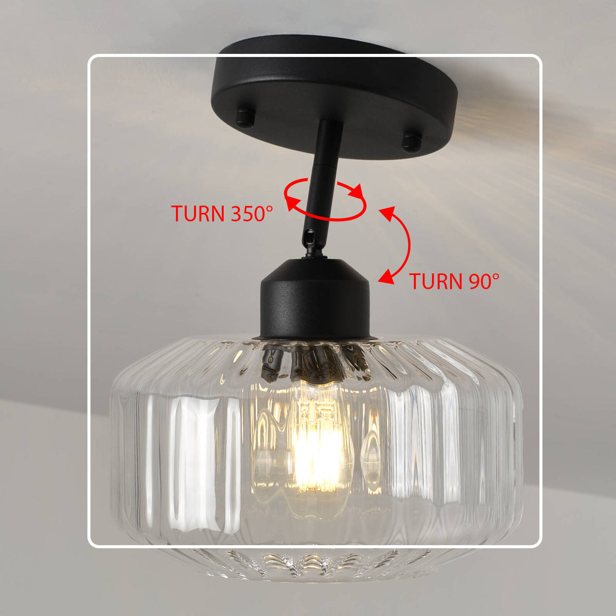 Ribbed Clear Glass Flush Mount