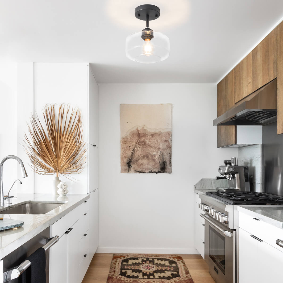 Matte Black Semi Flush Mount Light